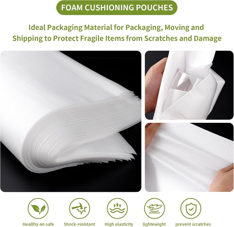 EPHECH 50PCS Foam Pouches 16x20Inch, Cushion Foam Wrap Pouches for Moving and Packing, Double PO Films Foam Wrap Pouches for Protect Large Dish, Book, Photo Frame, Canvas Artwork and Fragile Items - Image 3